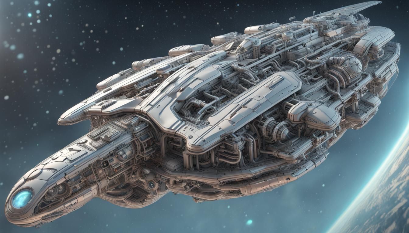 Biomorphic Spaceship with Organic Components in Space