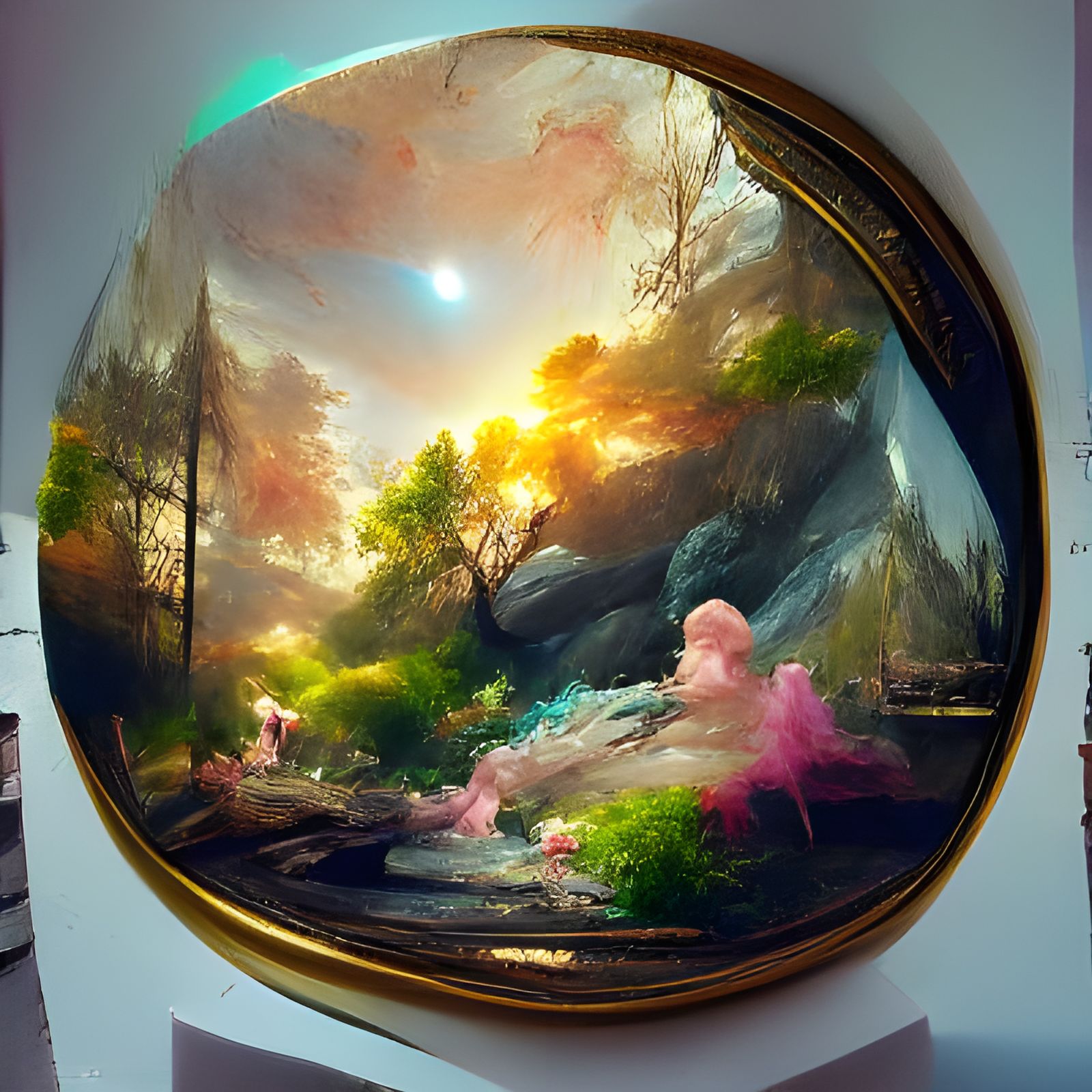 Ethereal Pink Forest with Glowing Moon