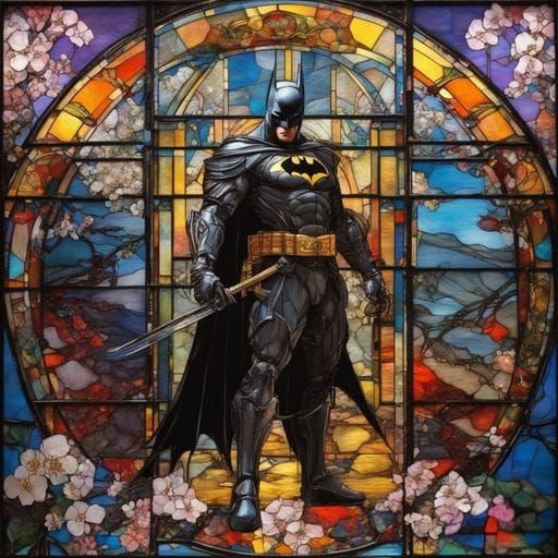 Batman Samurai in Stained Glass Art