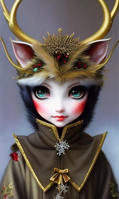 Festive Christmas Elf Anime in Surreal Style