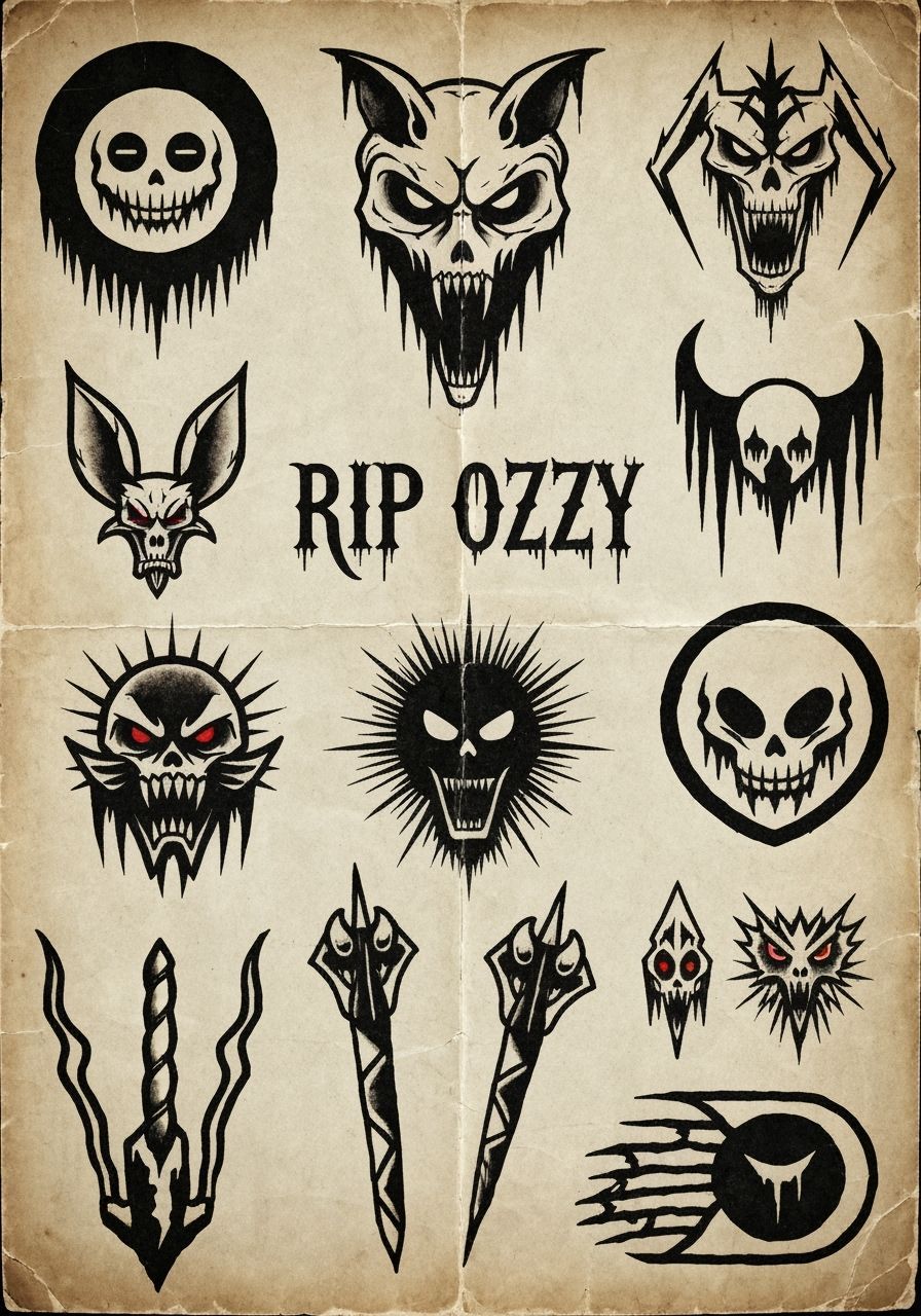 Heavy Metal Tattoo Flash Art: Vintage Sheet