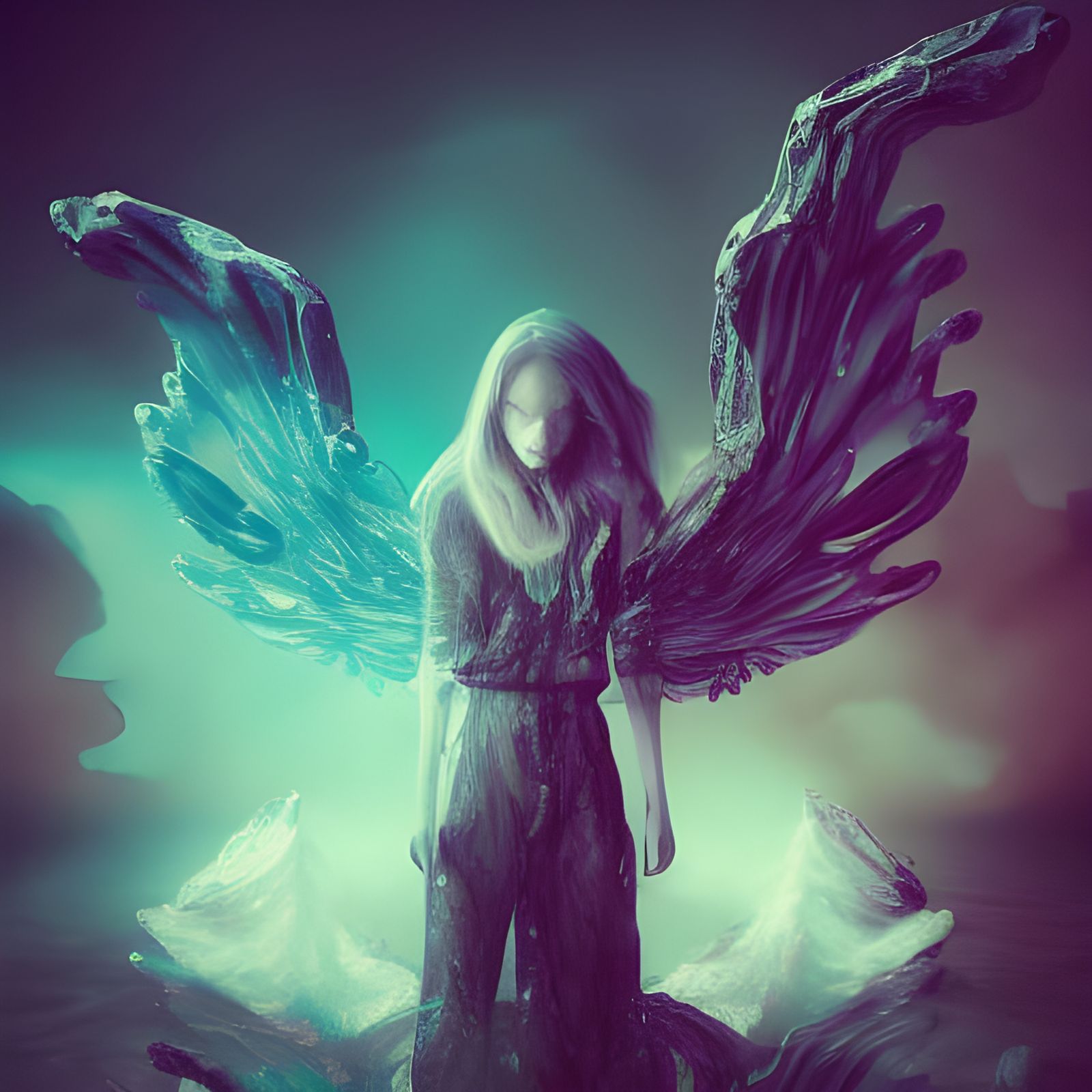 Biohazard Woman Portrait in Fantasy Polygon Art