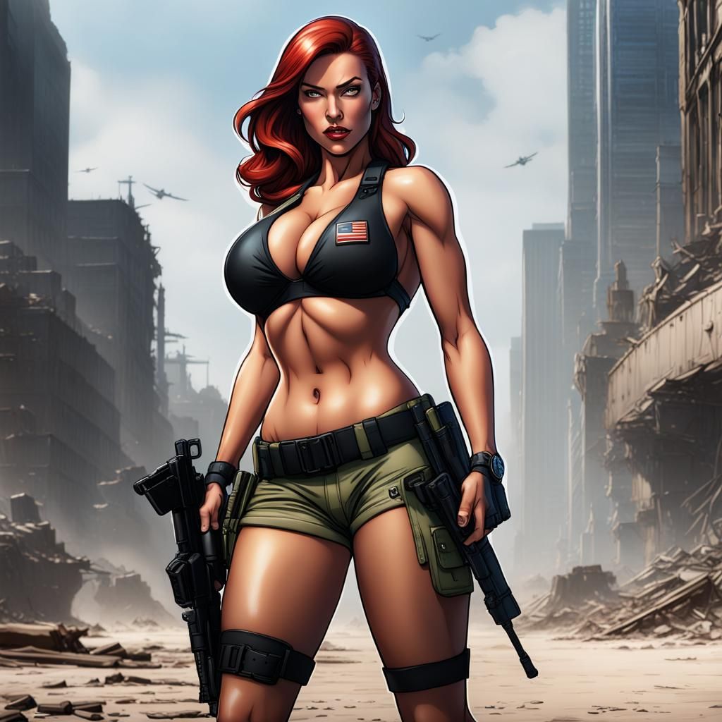Hyperdetailed Scarlett from G.I. Joe Concept Art