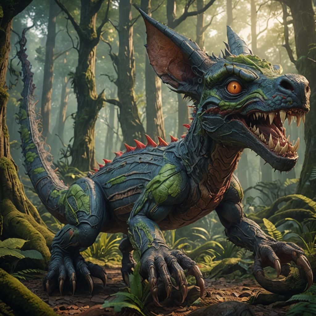 Chupacabra in Forest: Detailed Matte Painting