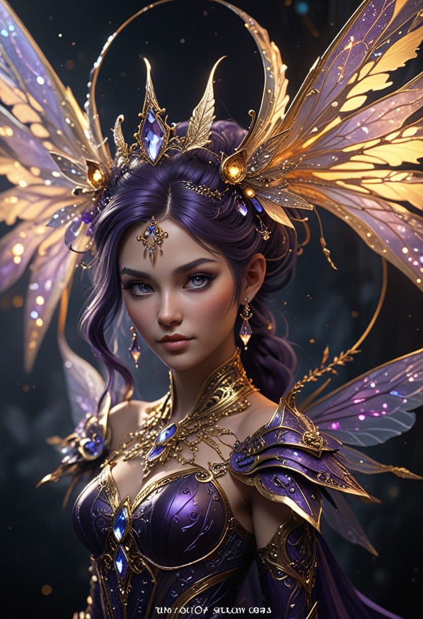 Majestic Christmas Fairy in Cyberpunk Anime Style