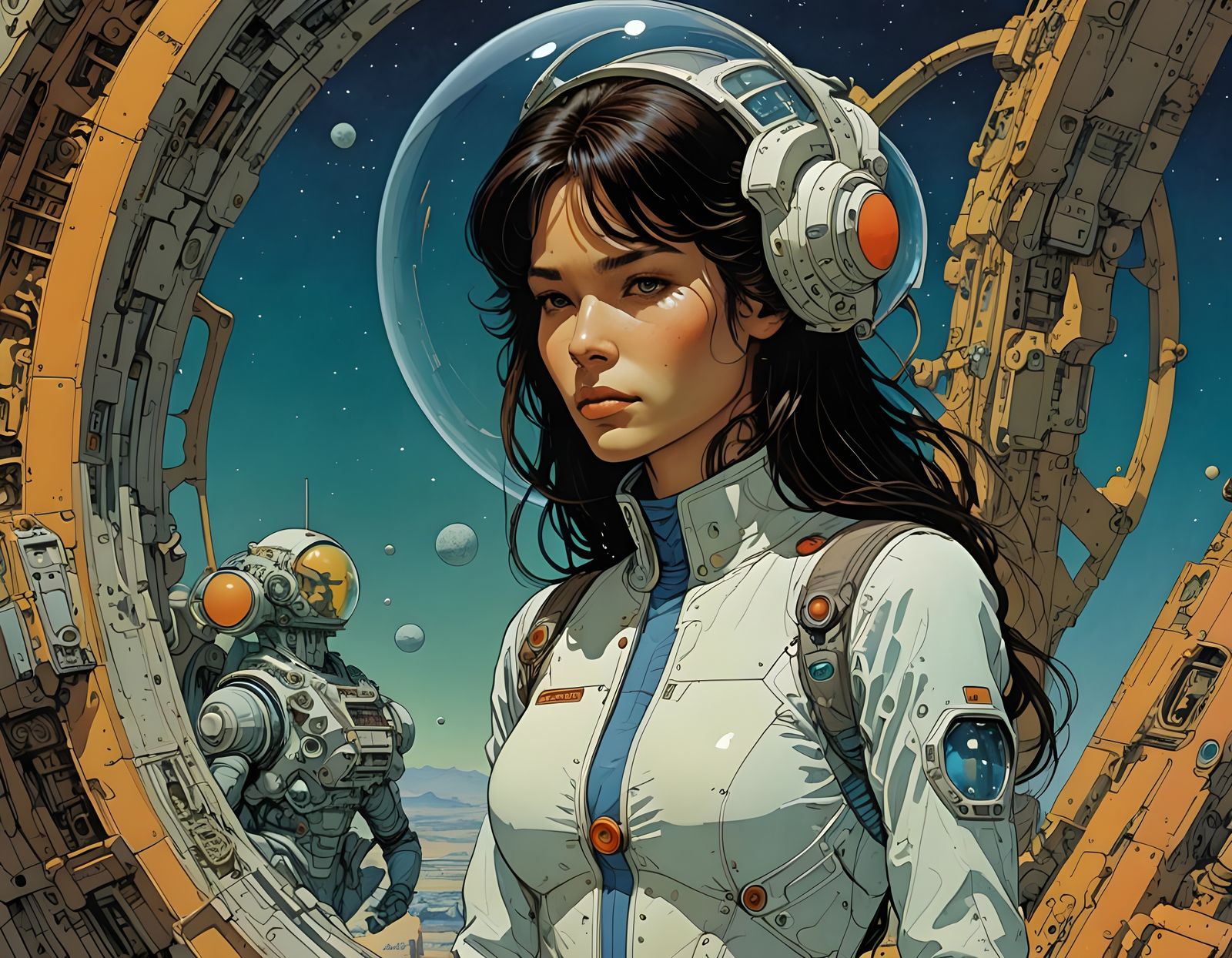 Sci-Fi Woman in Moebius Style