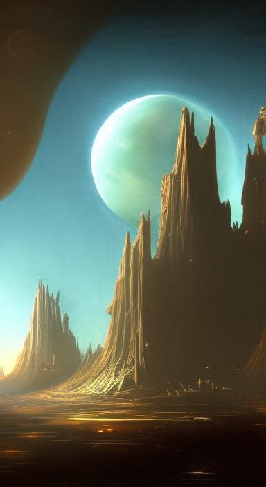 Magnificent Alien Fortress in Gothic Art Style