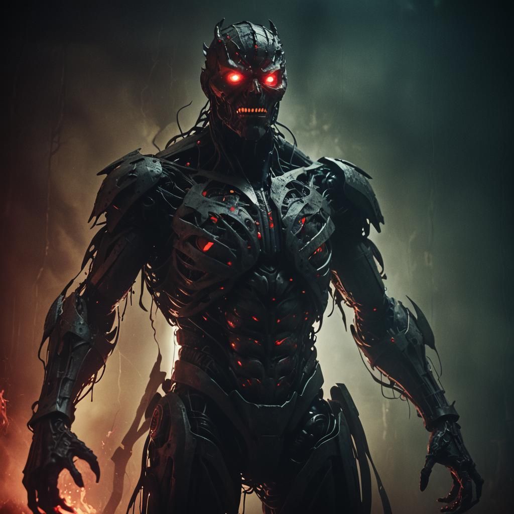 Shadow Demon with Piercing Red Eyes: Cinematic Film Still