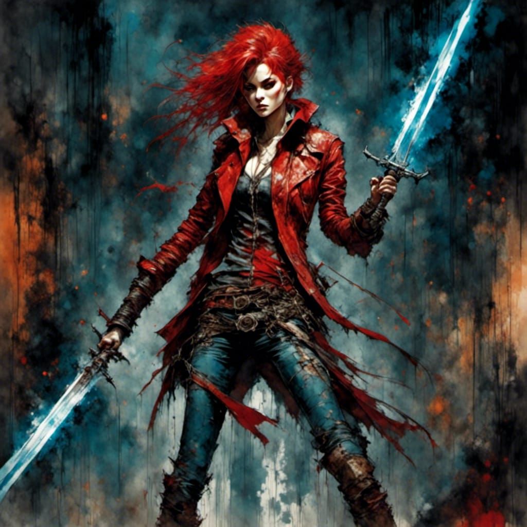 Anime RPG Heroine with Glowing Sword