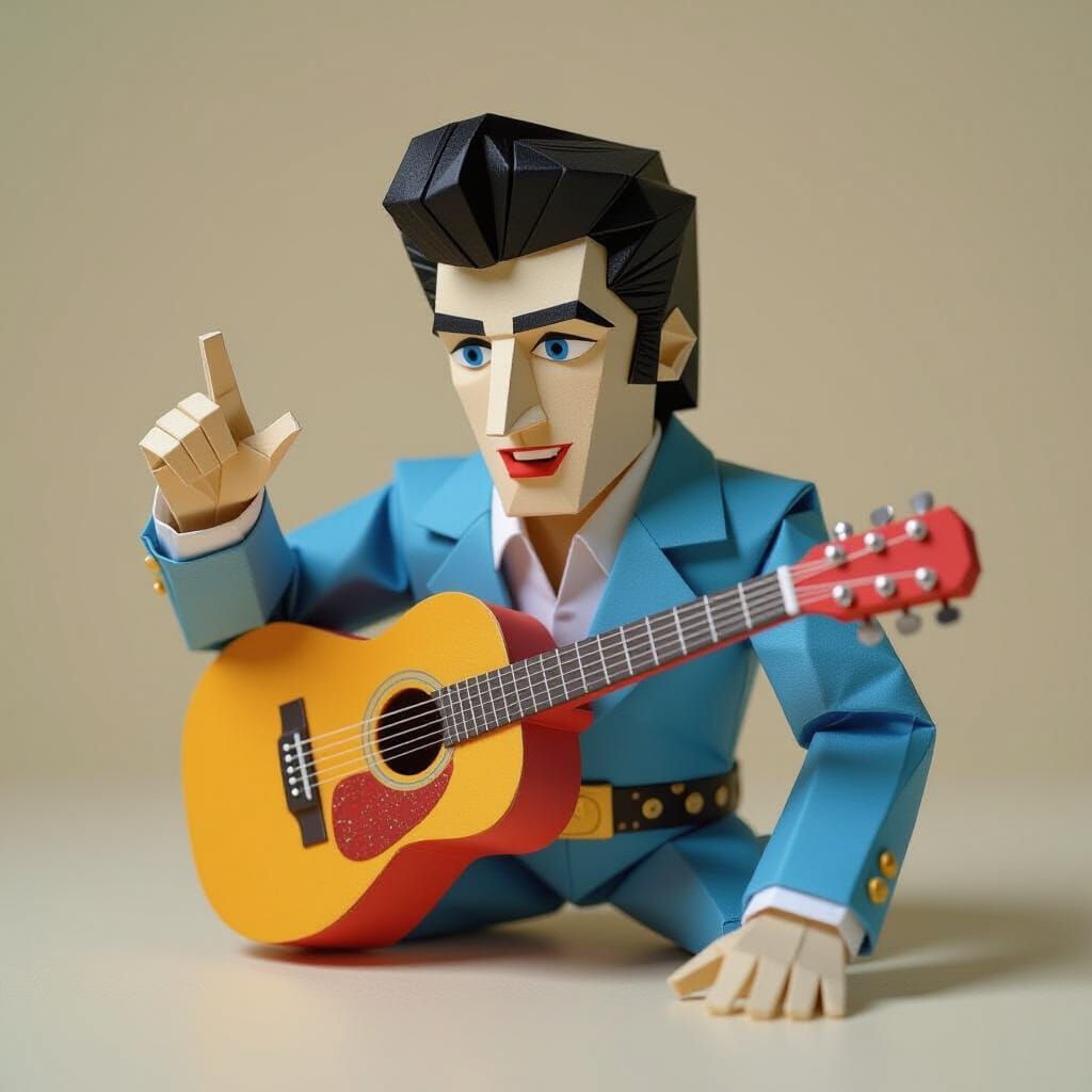 Origami Elvis Presley Papercraft Figure