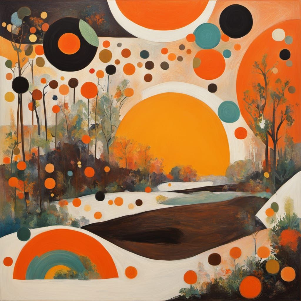 Surreal Abstract Nymph in Crater Painting