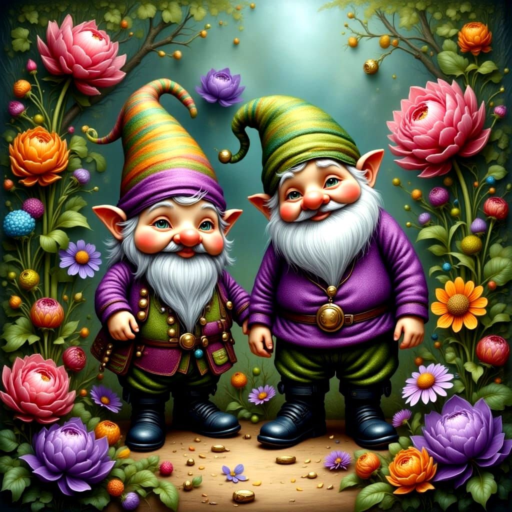 Whimsical Spring Gnomes in Storybook Style