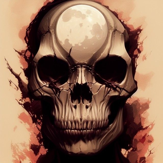Moon Skull Portrait in Hyperdetailed Digital Art Style