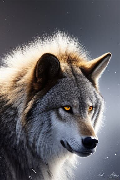 Majestic Wolf Portrait in Hyperrealistic Oil Painting