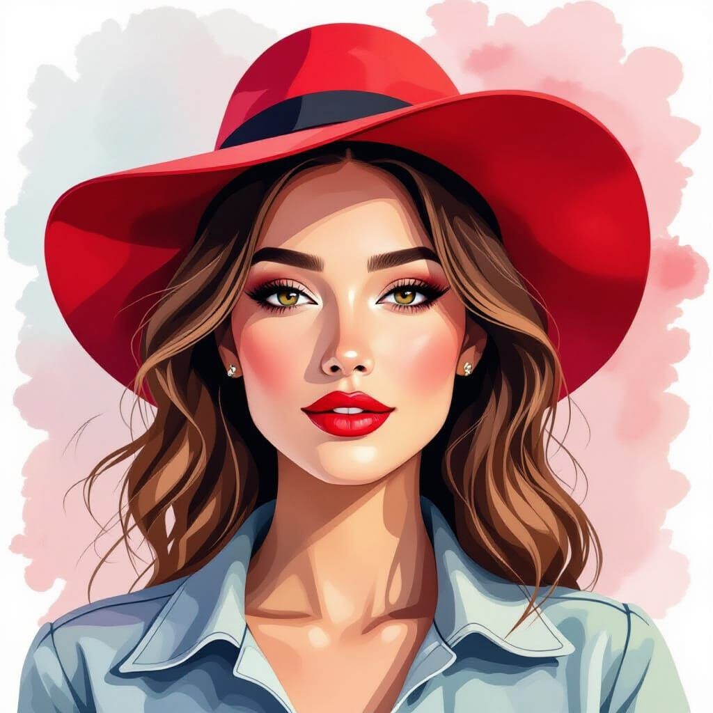 Red Filter Realistic Watercolor Art