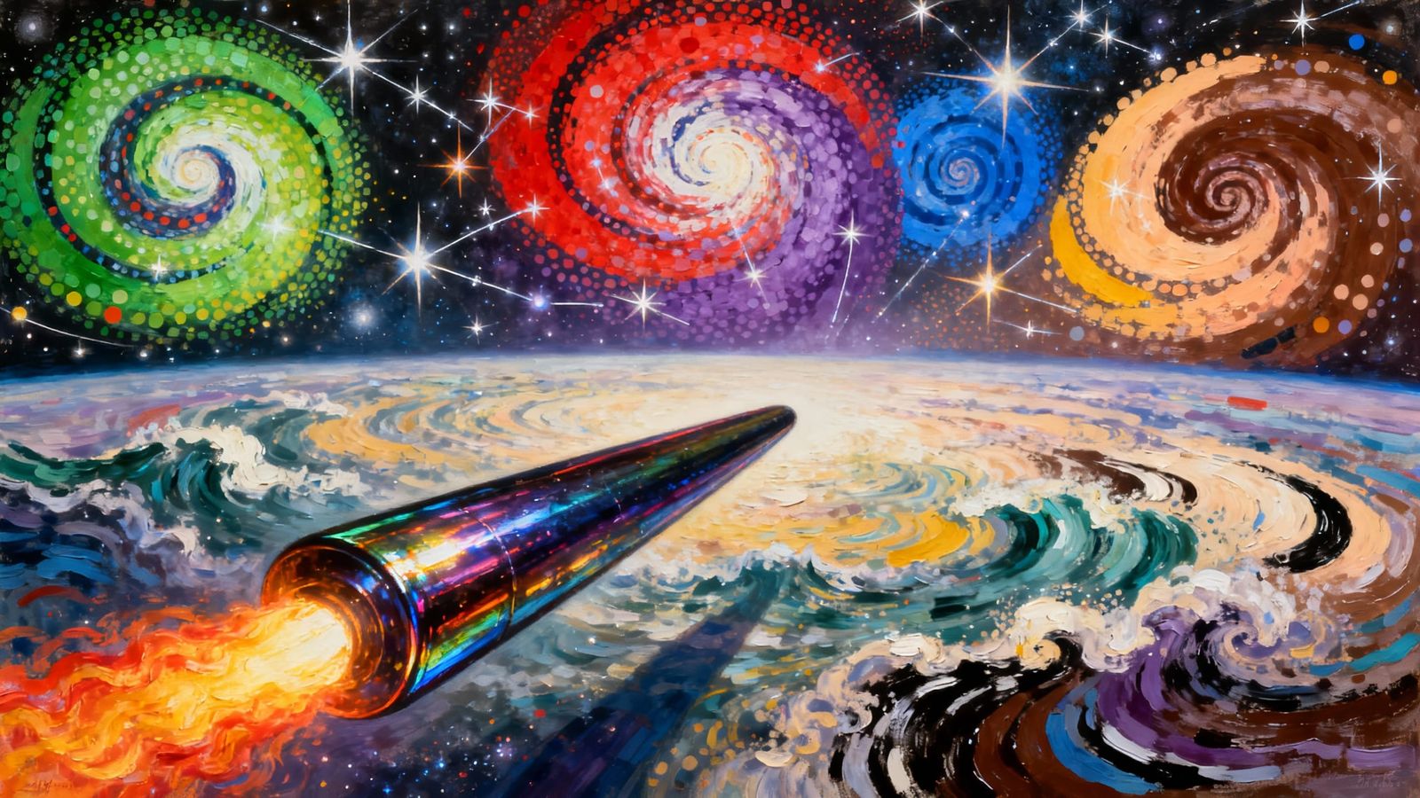 Cosmic Cylinder Blazing Through Surreal Storms, Kandinsky & ...