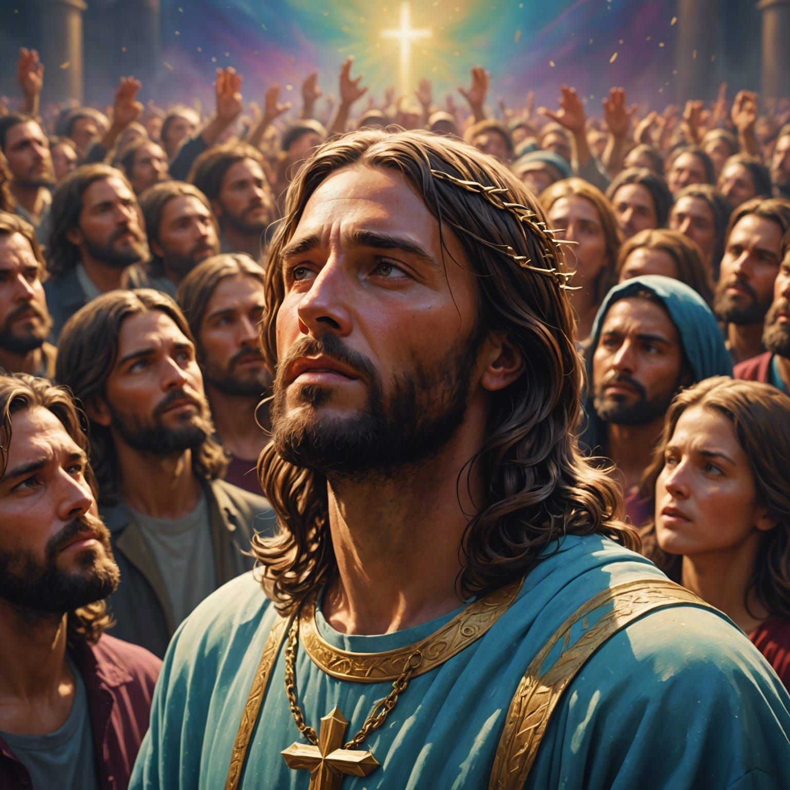 Hyperrealistic Depiction of Jesus Christ in Heaven