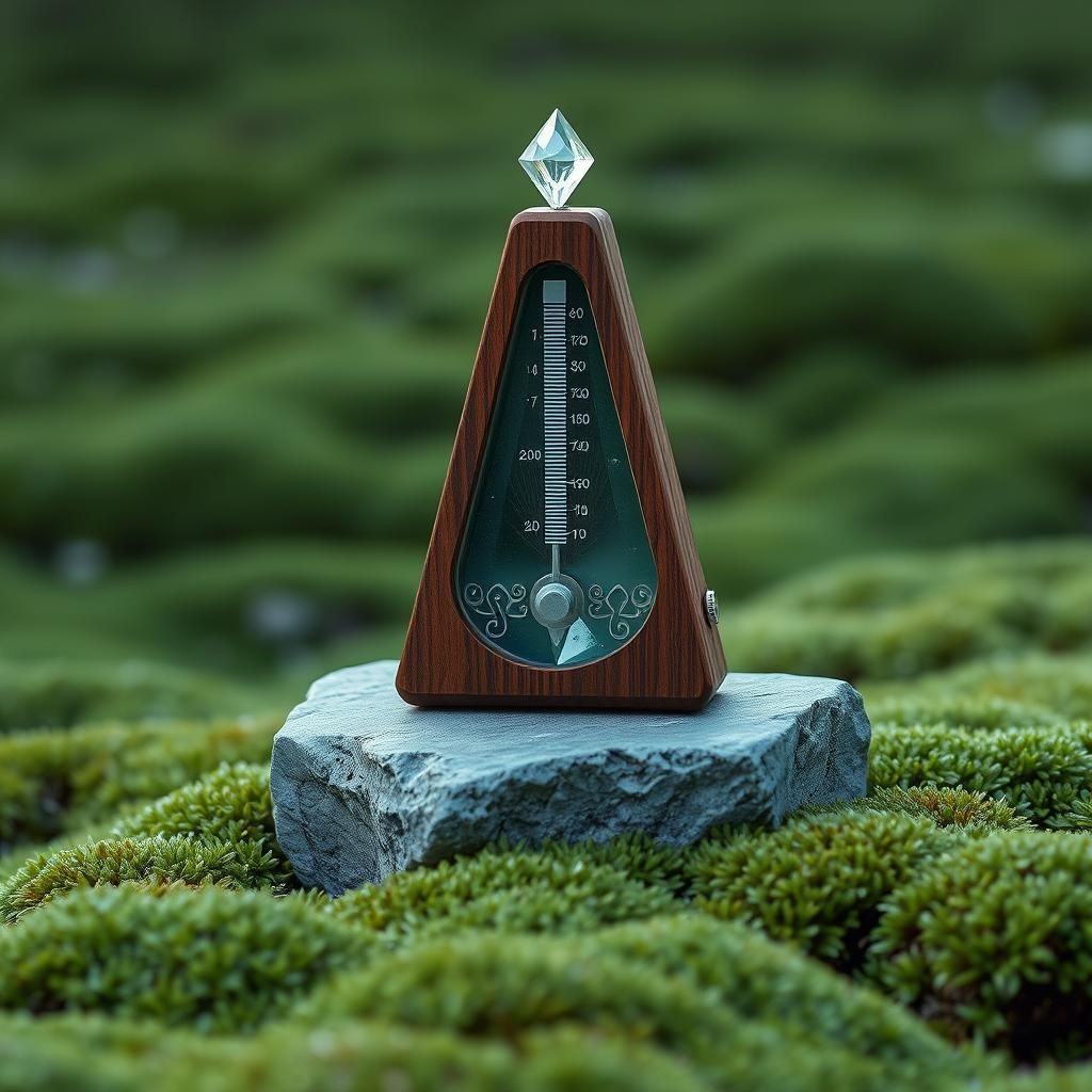 Crystal Metronome on Arctic Moss, Dreamy Realism