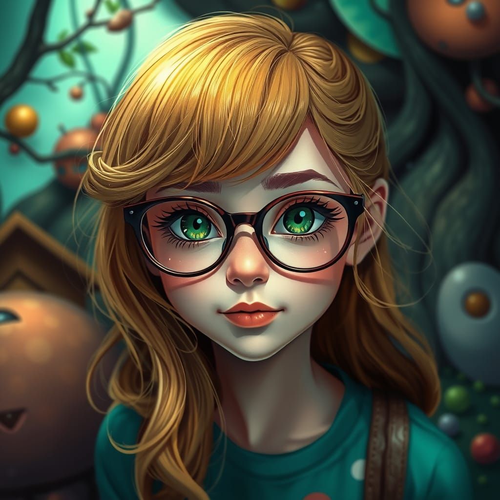 Whimsical Girl in Fantasy Landscape