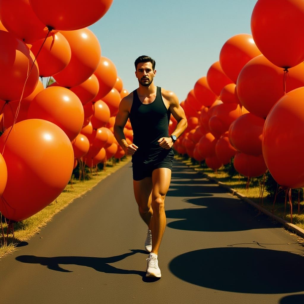 Hyperreal Man Runs on Balloon Road: Cinematic