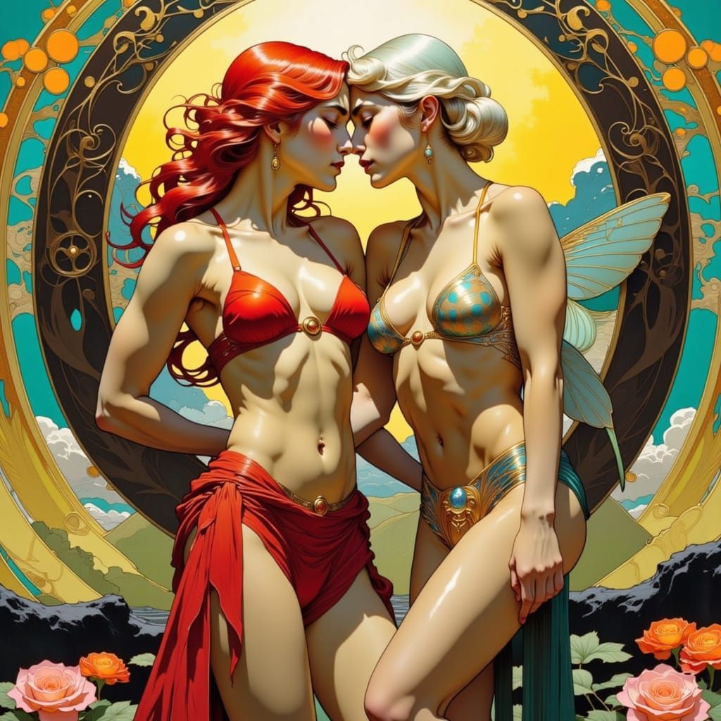 Vibrant Fairies in Elegant Anatomy Pose