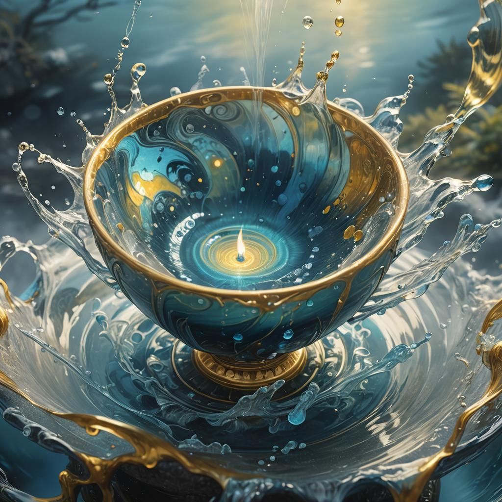Iridescent Water Vortex in Gemstone Cup