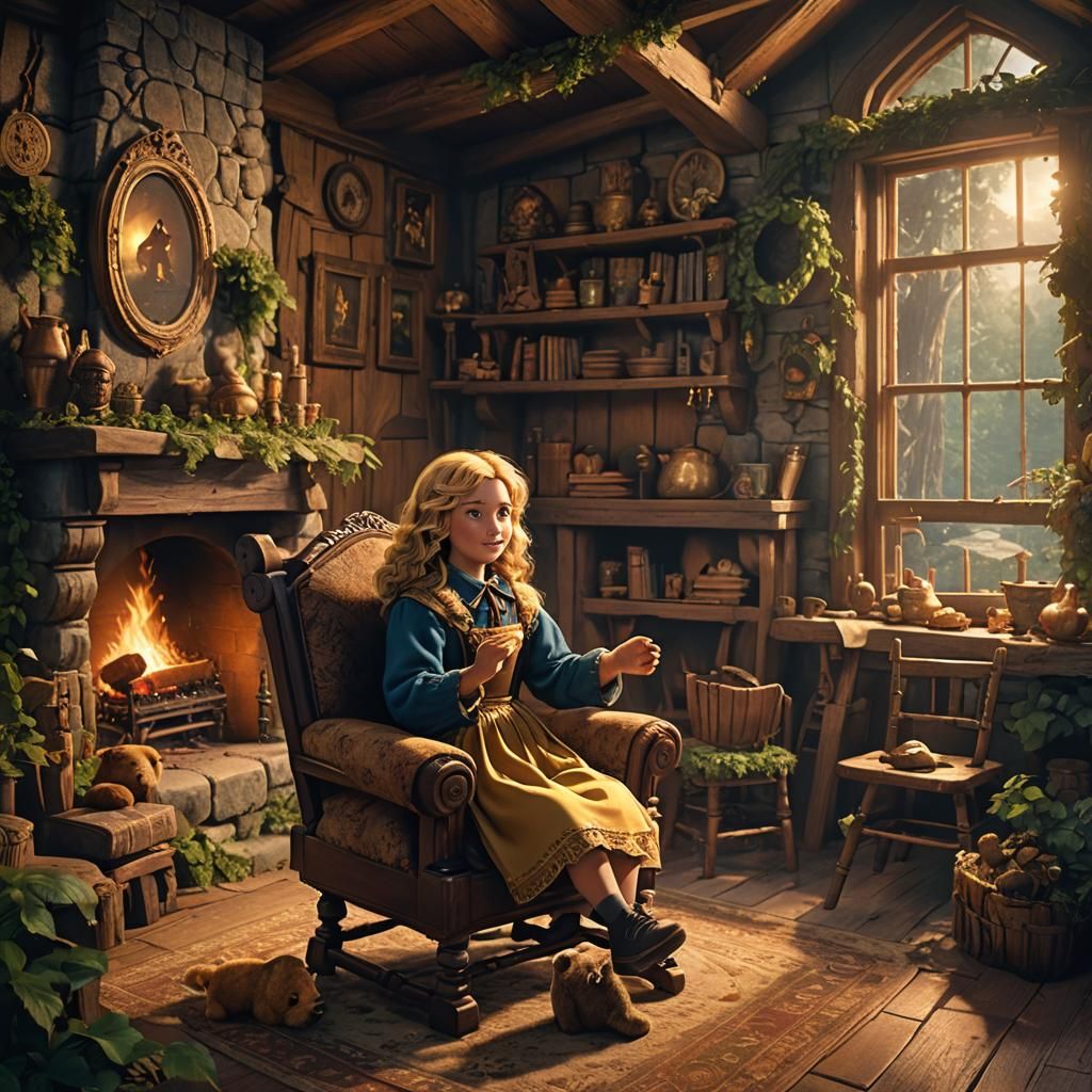 Goldilocks Breaks Chair in Cozy Cottage