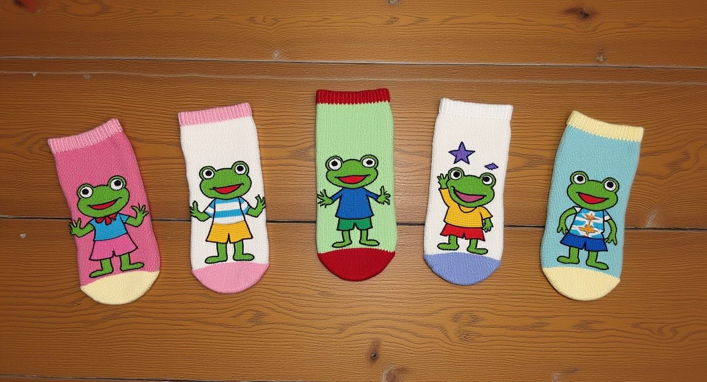 Frog Embroidered Socks in Beatrix Potter Style