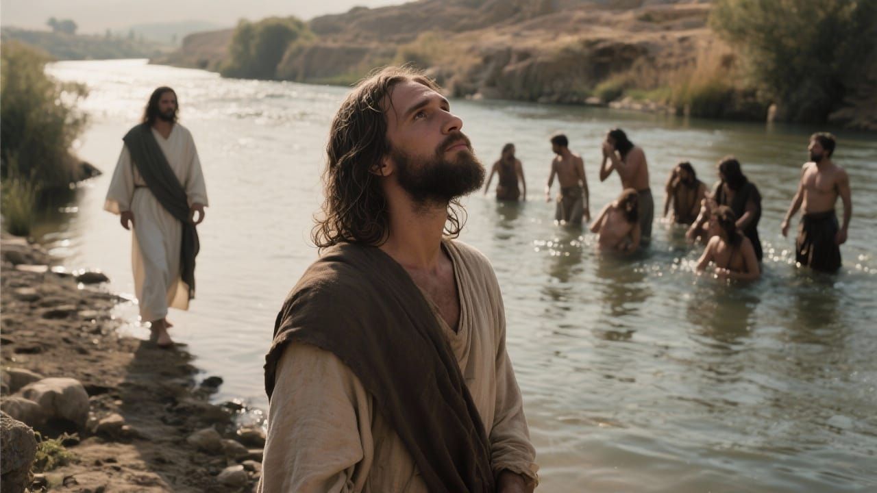 John The Baptist Sees Jesus At Jordan River Cinematic