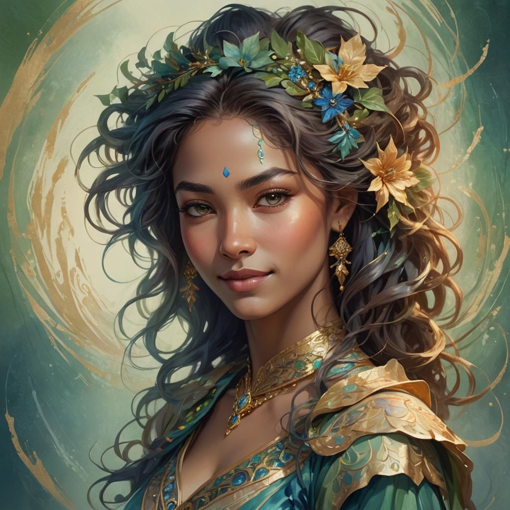 Gentle Woman Set Against Vibrant Gradient Background