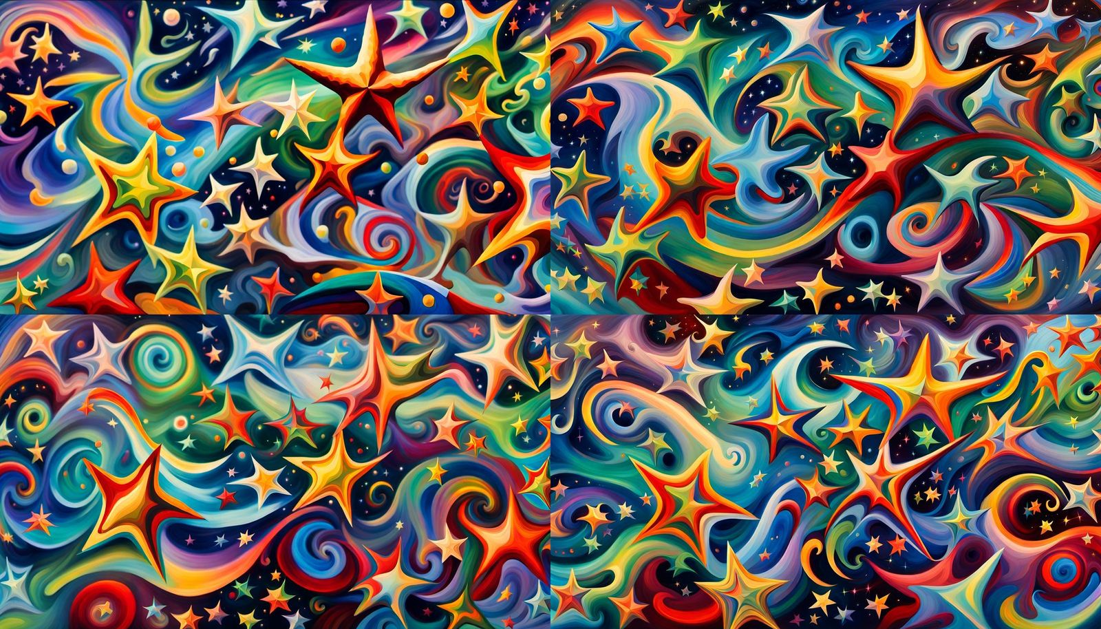 Cosmic Star Dance in Impasto Painting Style