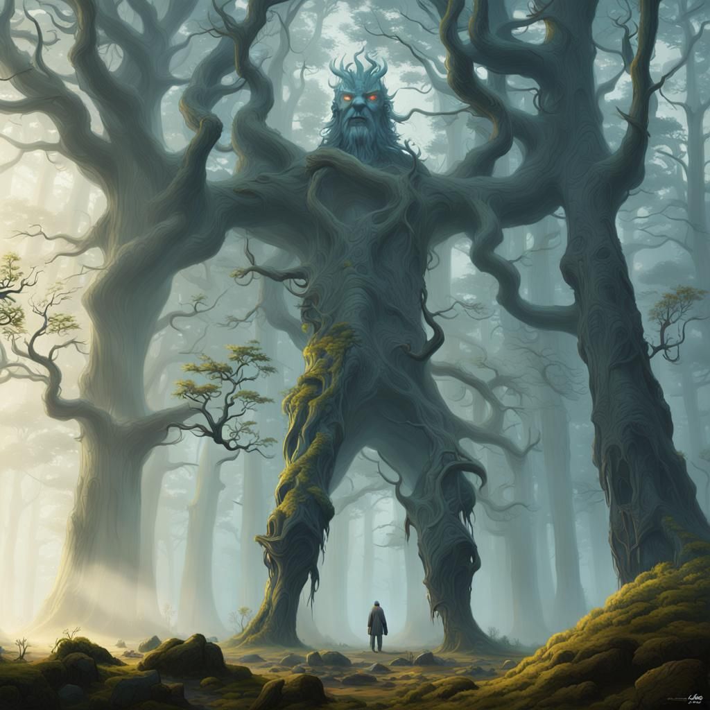 Mystical Forest Guardian in Ethereal Light
