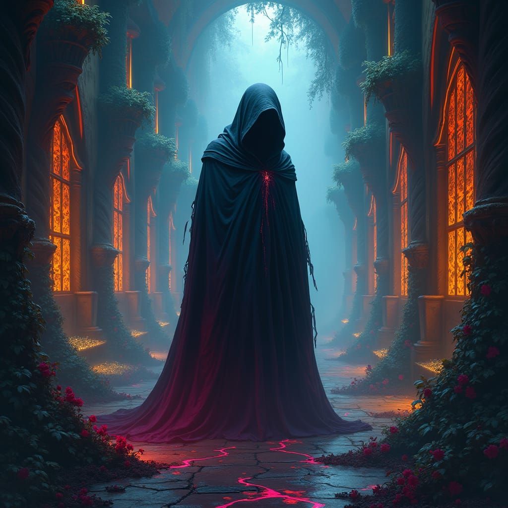 Mysterious Figure in Mystical Environment, Fantasy Concept A...