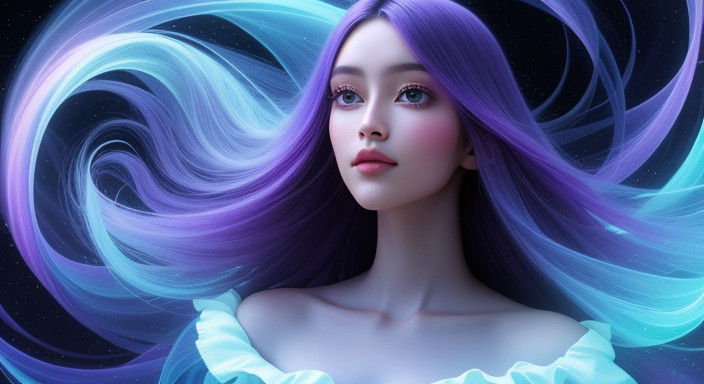 Ethereal Teen Girl in Cosmic Dreamscape