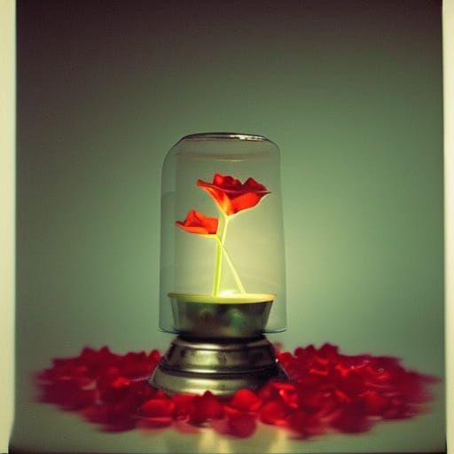 Red Tulip Inside Glass Bell Jar