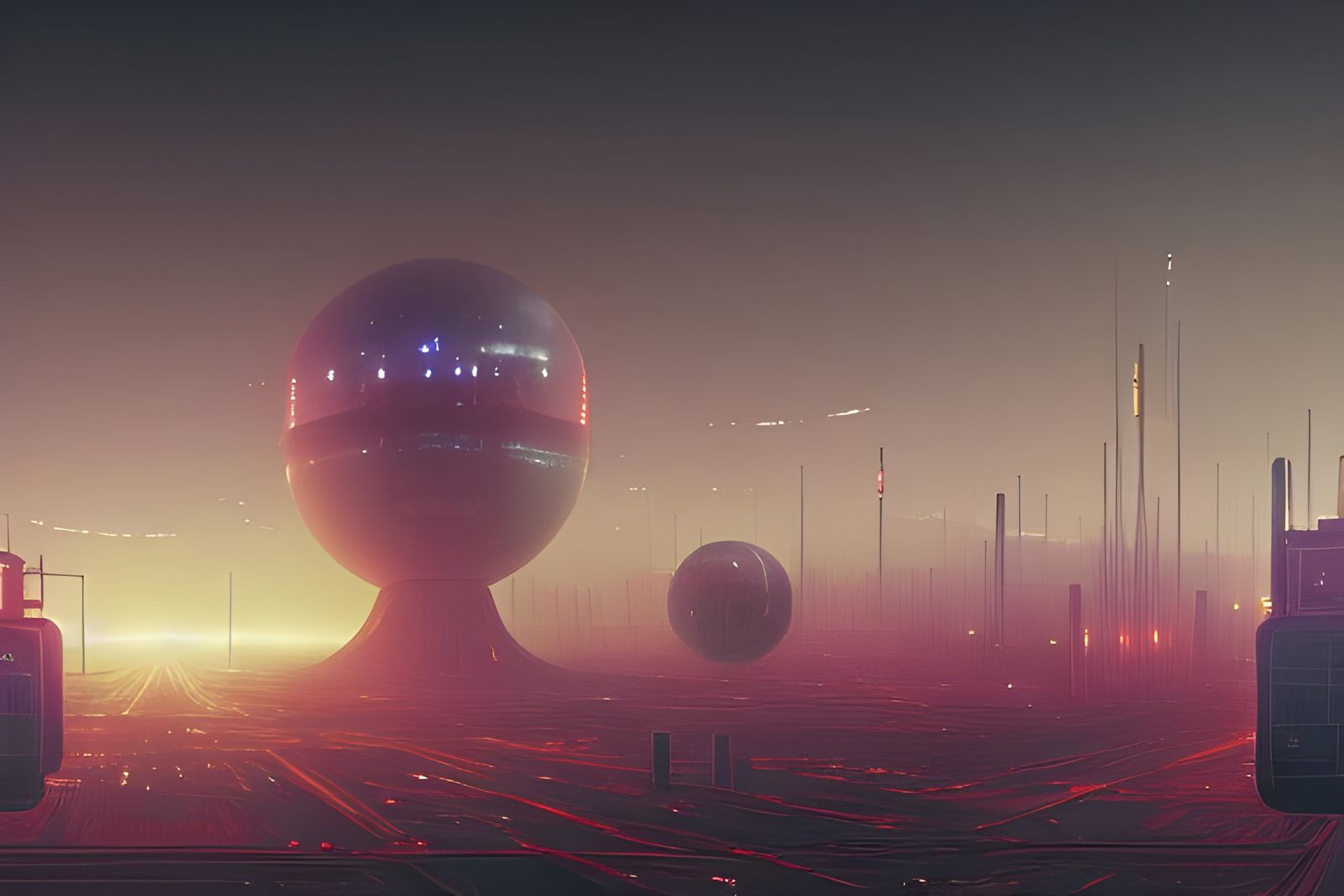 Dystopian Sci-Fi Cityscape in Hyperrealistic Style