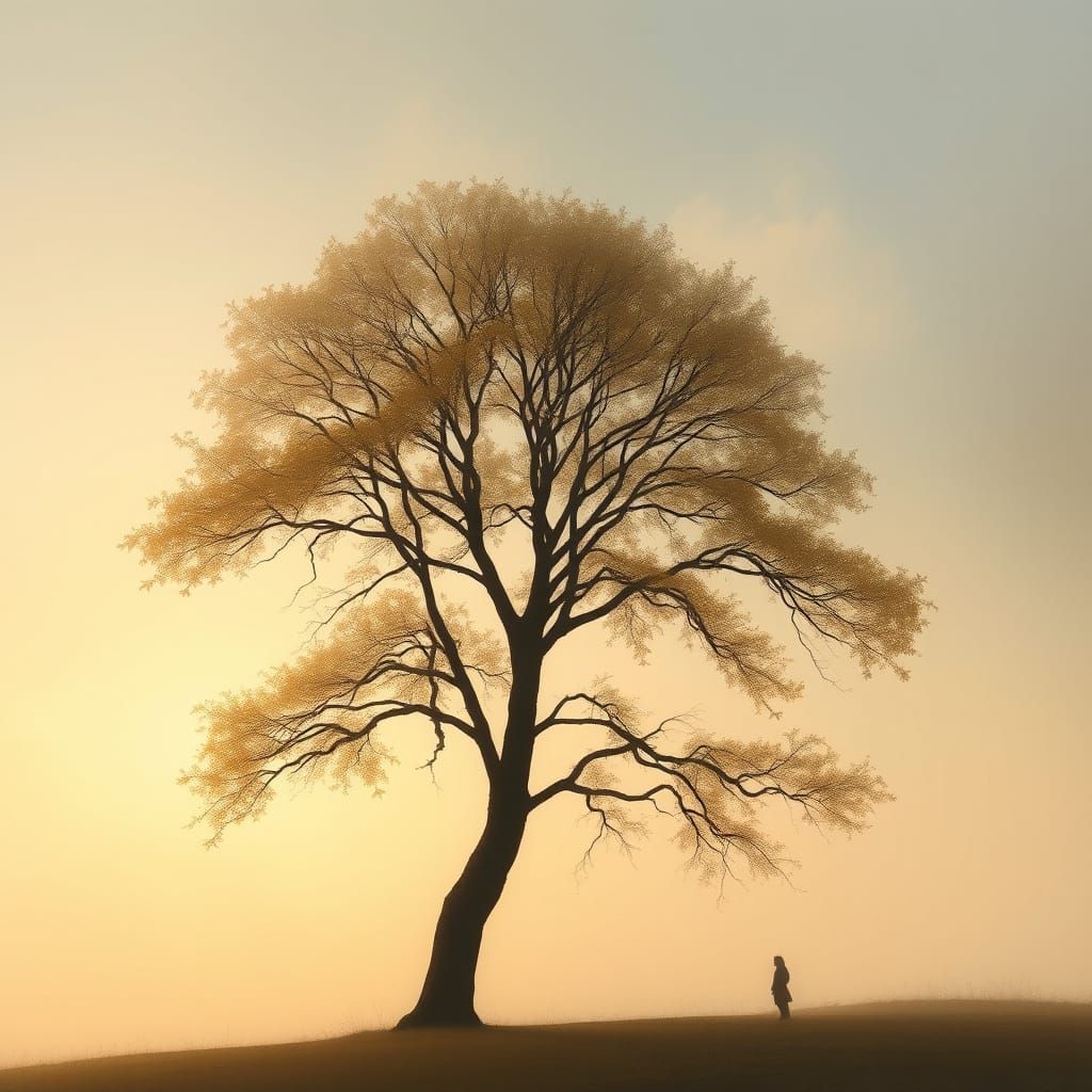 Majestic Maple Tree in Soft Impressionist Hues