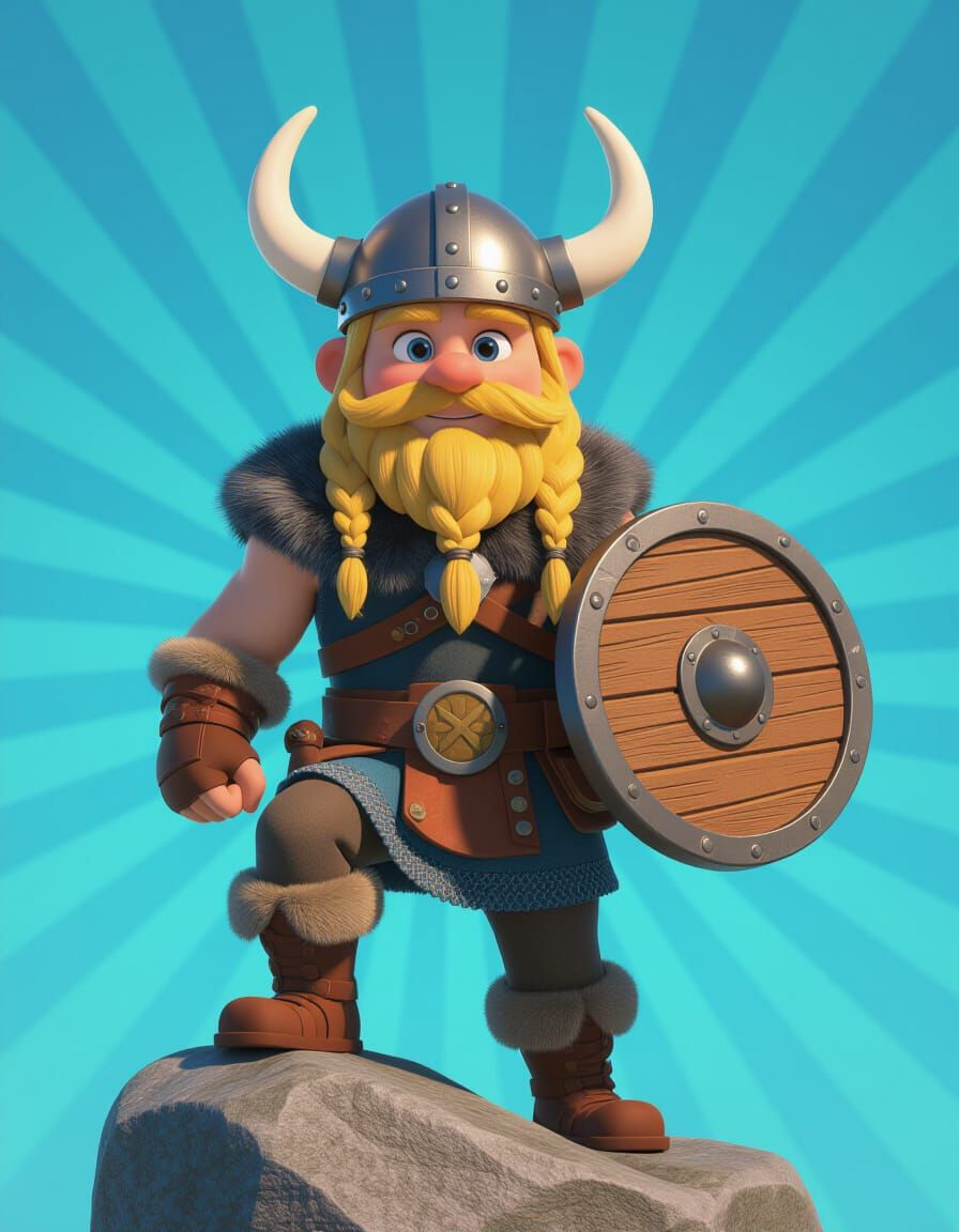 Cute Muscular Viking Warrior in 3D Concept Art Style