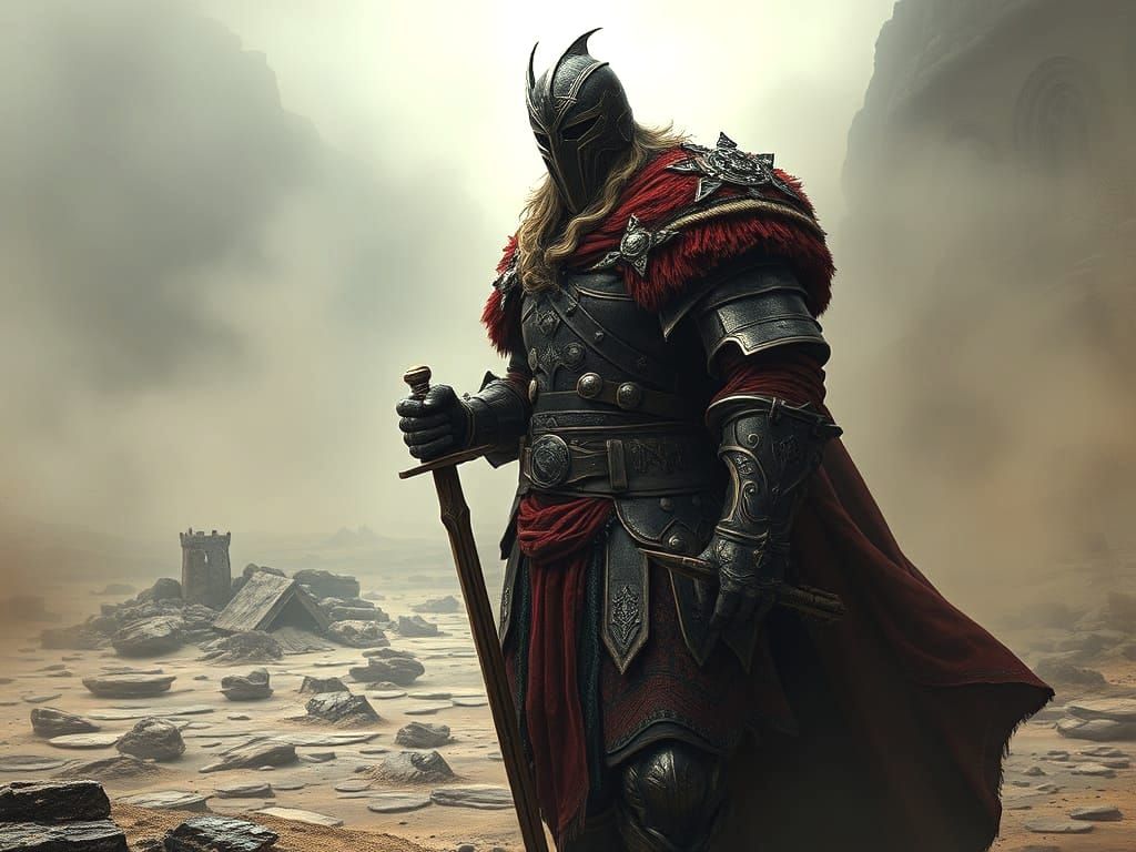 Gothic Fantasy Warrior in Dark Bronze Armor