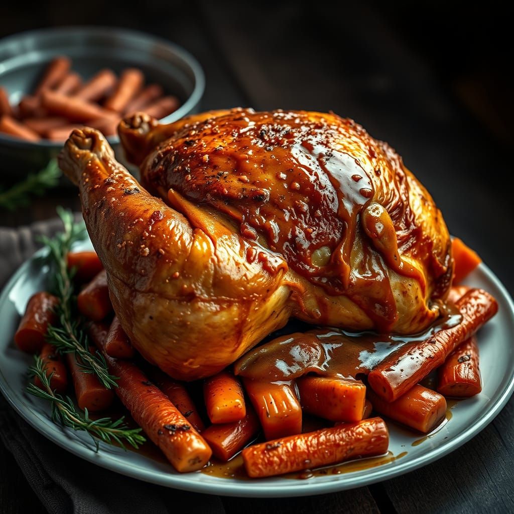 Hyperrealistic Roasted Chicken Feast in Cinematic Style