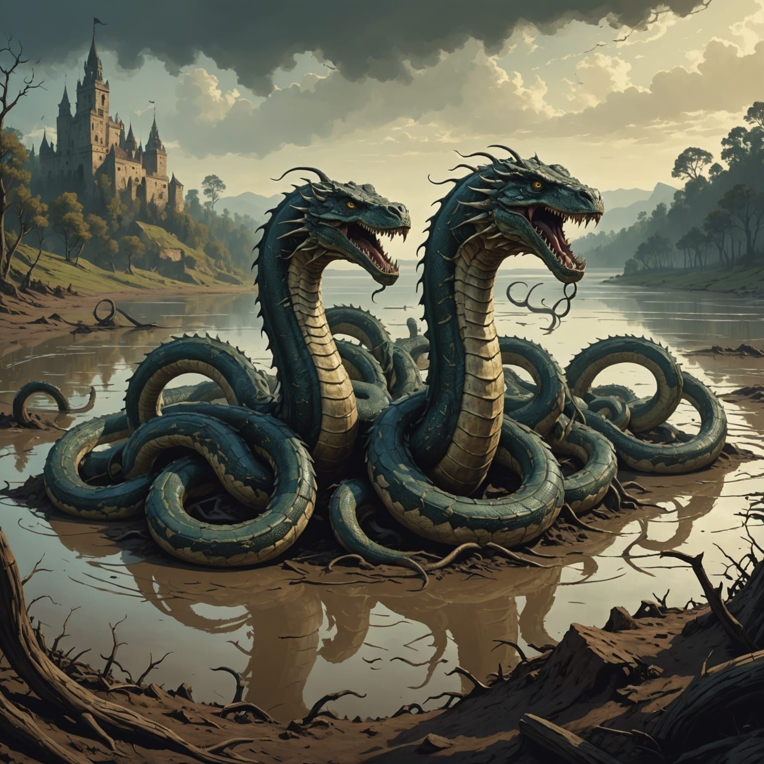 Lernaean Hydra Emerges from Prehistoric Lake