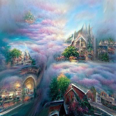 Ethereal Fantasy Landscape in Kinkade Style