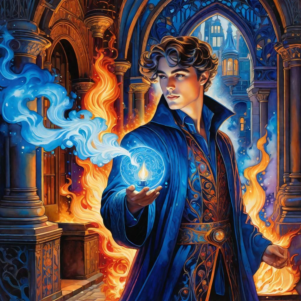 Sorcerer Conjuring Fire and Ice