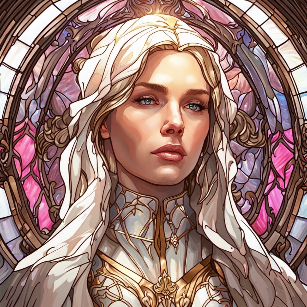 Gothic Church Stained Glass Portrait in 8k Resolution