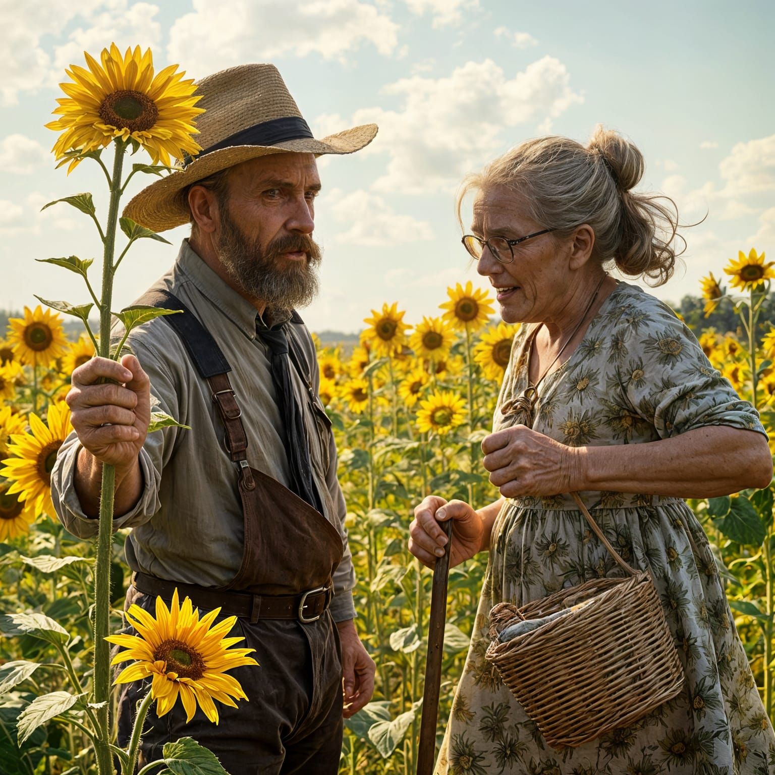 Vincent Van Gogh Caught Stealing Sunflowers in a Field