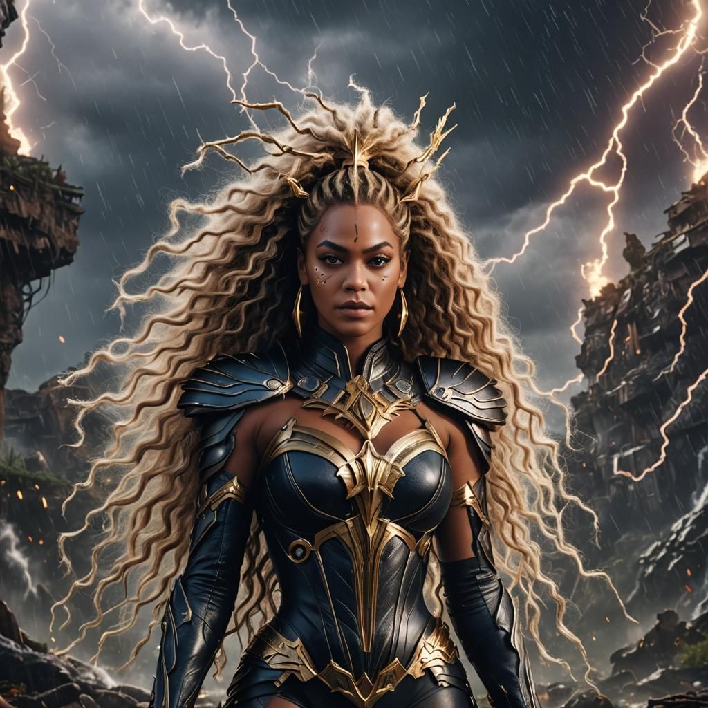 Beyonce as Storm: Detailed Matte Painting