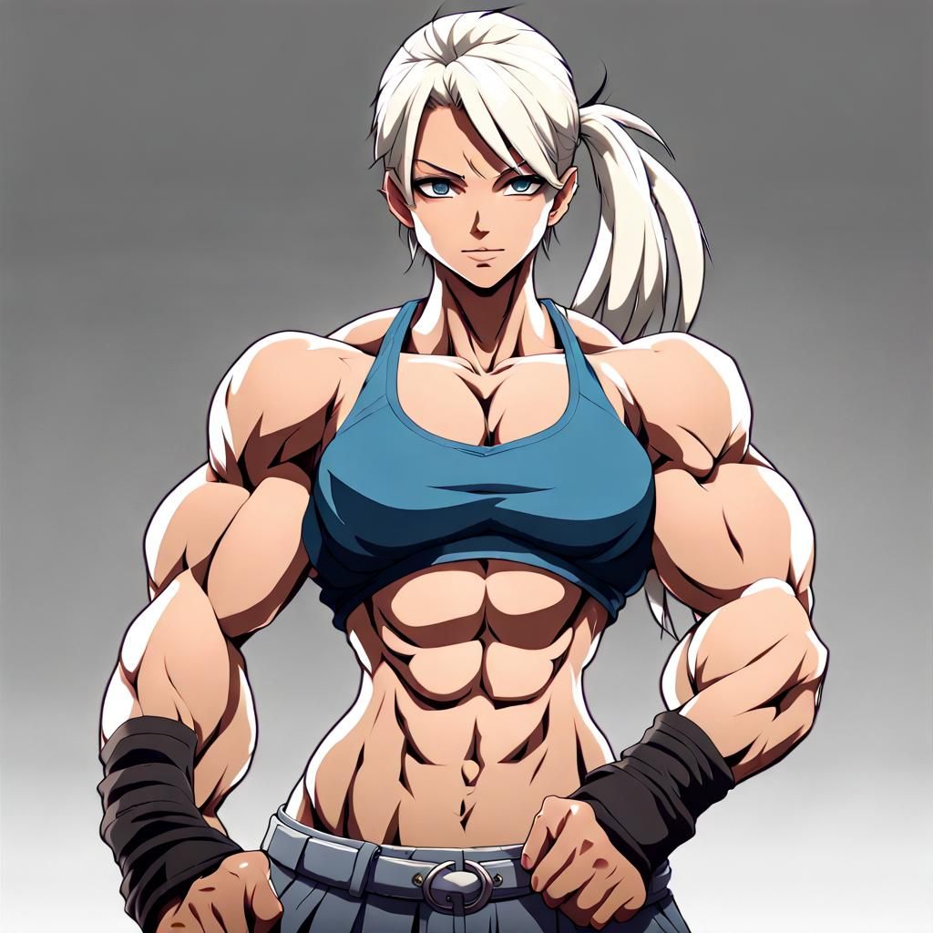 Powerful Athletic Woman in Anime Style