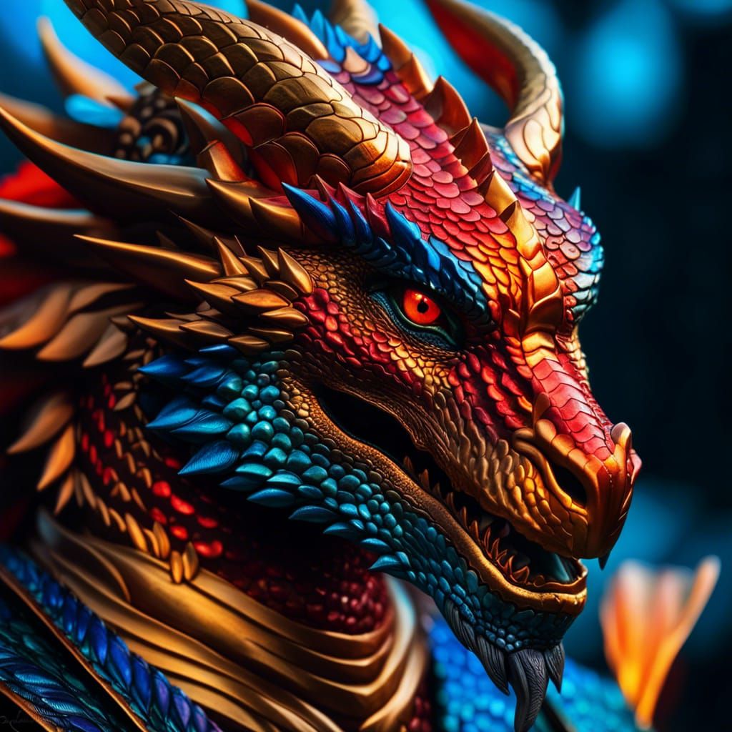 Dragon Warrior Portrait in Dark Fantasy Style