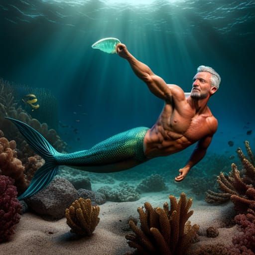 Muscular Merman Underwater Diorama in 16k Resolution