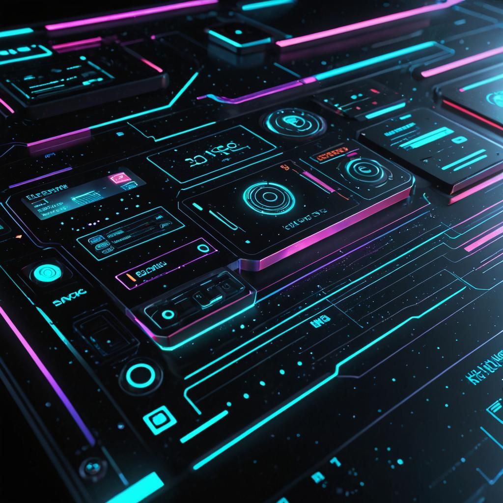 Futuristic AI Control Panel with Holographic Interface